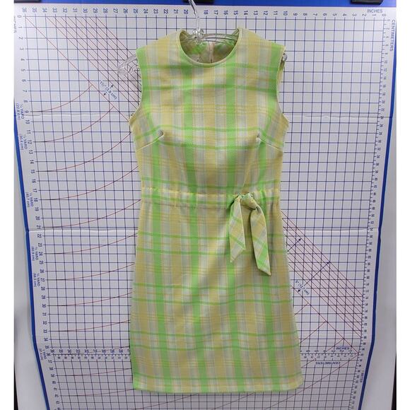Kay Windsor Vintage 60s Green Plaid Wiggle Sheath‎ Dress Retro Mod Bold Style - Picture 5 of 12